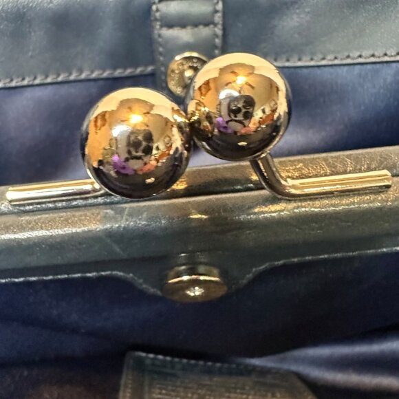 Coach Laura Spectator Lavender Leather Navy Details Satchel Shoulder Bag - Picture 9 of 11